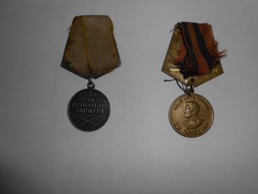Медаль "За боевые заслуги" 07.07.1944 г,. медаль "За победу над Германией" 04.1946 г.