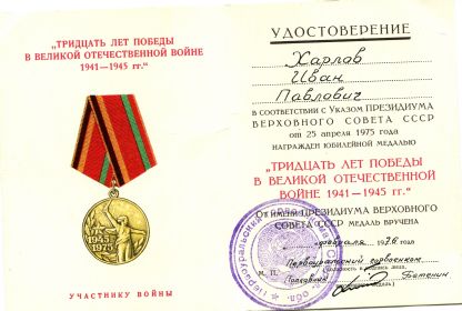 Медаль "30 лет победы в Великой Отечественной войне 1941-1945 гг."