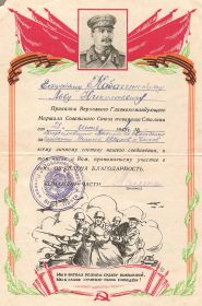 Благодарность за форсирование Днепра