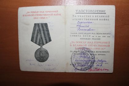 Медаль "За Победу над Германией в Великой Отечественной Войне 1941-1945гг"