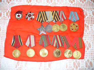 Среди медалей: Орден Отечественной войны II степени; медаль "За боевые заслуги"