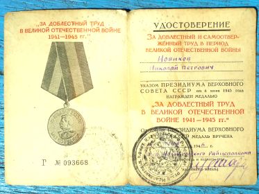 Медаль За доблестный труд в ВОВ