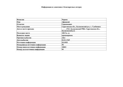 выписка о призыве и гибели (Из Мемориала)