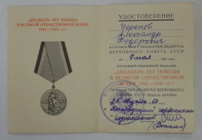 Медаль « Двадцать лет победы в Великой Отечественной войне 1941-1945 гг.»