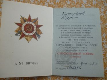 Орден Отечественной войны I степени.