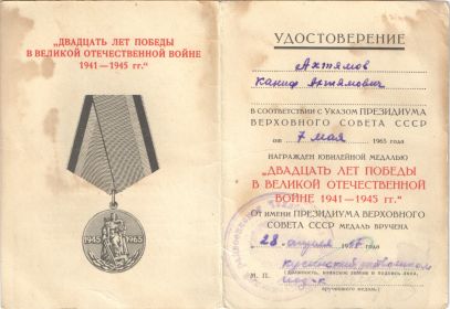 "Двадцать лет победы в Великой Отечественной войне 1941-1945гг"