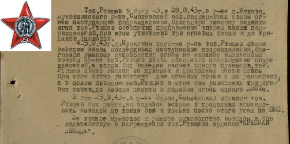 орден "Красной звезды" 28.10.1943 (посмертно)