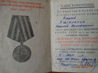 Медаль "За победу над Германией"