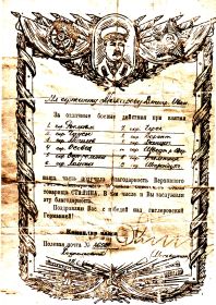 Благодарность Верховного Главнокомандующего