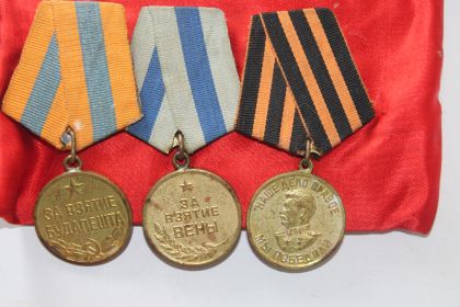 Медали: "За взятие Вены", "За взятие Будапешта", "За Победу над Германией"