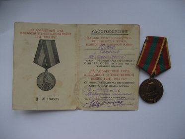 медаль "За доблестный труд в годы ВОВ"