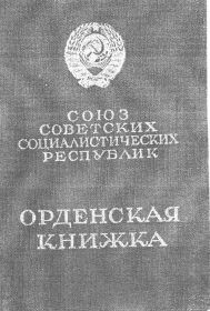 Орденская книжка Тихонова И.П.