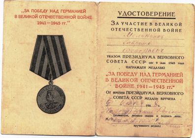 медаль за пабеду над германией
