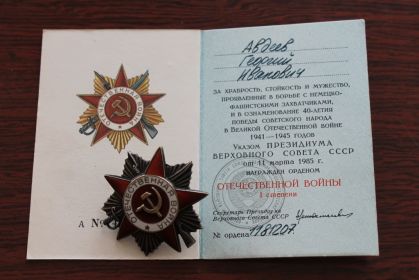 орден Отечественной войны 1 степени  11.03.1985