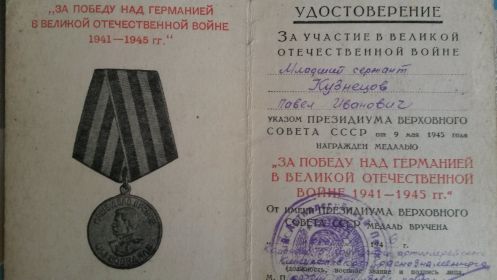 Медаль за Победу над Германией в Великой Отечественной Войне в 1941-1945 гг.