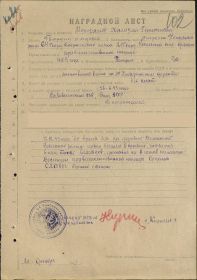 Наградной лист