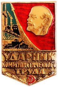 Нагрудный знак "УДАРНИК КОММУНИСТИЧЕСКОГО ТРУДА"