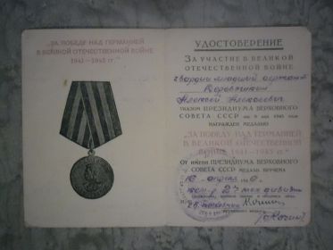 К медали "За победу над Германией в Великой Отечественной войне 1941-1945гг"