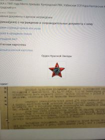 выписка о награждении орденом Красной Звезды