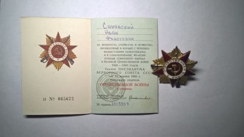 Орден отечественной войны 1 степени