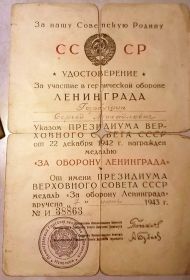Орденская книжка СССР № 570099 вручена 21 февраля 1947 года.