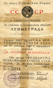 За оборону Ленинграда