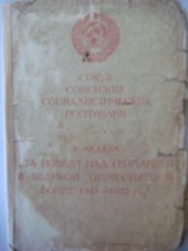 К Медали "За Победу над Германией в Великой Отечественной войне 1941-1945гг."