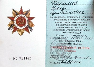 Орден Отечества I