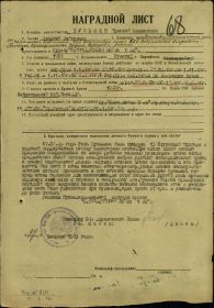 Наградной лист и описание подвига "Отечественная война 1 ст."