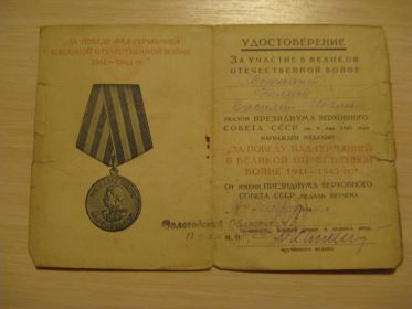 За победу над Германией в ВОВ