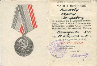 Медаль Ветеран труда