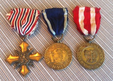 Чешский Военный крест 1939 г., медаль «Победы и Свободы» (Польша), медаль "За Одру, Ниссу, Балтик" (Польша)