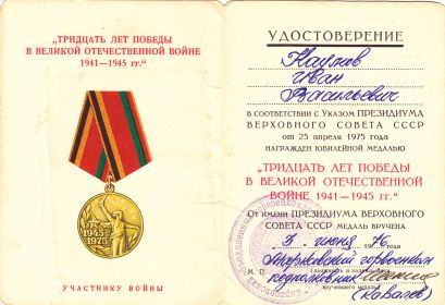 Тридацать лет Победы в Великой Отечественной Войне 1941-1945 гг.