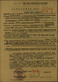 Орден Славы III степени наградной лист