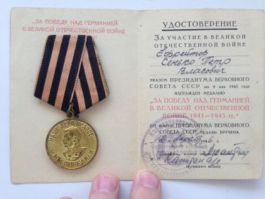 Медаль "За победу над Германией в Великой Отечественной войне 1941-194 г.г."