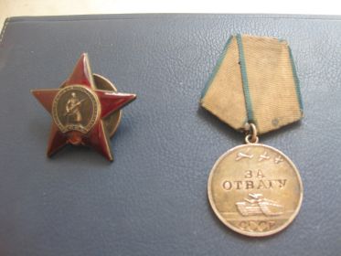 Боевые награды: оржен Красной звезды и медаль "За отвагу"