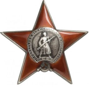 Орден «Красной Звезды» – 15.04.1945 г. – за мужество и отвагу, проявленные при исполнении воинского долга, в условиях, сопряженных с риском для жизни.