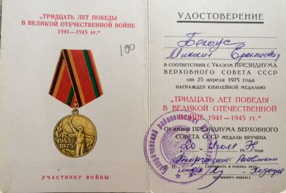 Медаль 30 лет Победы в ВОВ 1941-1945г.