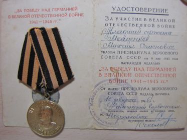 Медаль "За победу над Германией в Великой Отечественной Войне 1941-1945 гг."