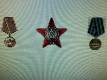 Медаль "За боевые заслуги", Орден Красной Звезды и Медаль "За взятие Кенигсберга"