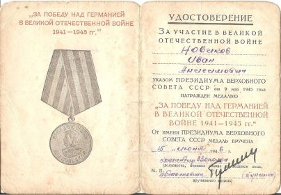 За победу над Германией в Великой Отечественной войне 1941-1945 г.г.