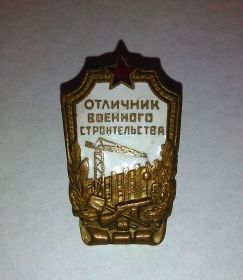 Нагрудный значок "Отличник военного строительства"