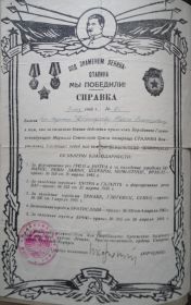 Благодарность за отличные боевые действия от 9 мая 1945 г.