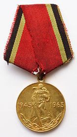 медаль юбилейная "20 лет победы в Великой Отечественной войне 1941-1945г"