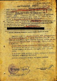 наградной лист медаль "За боевые заслуги"