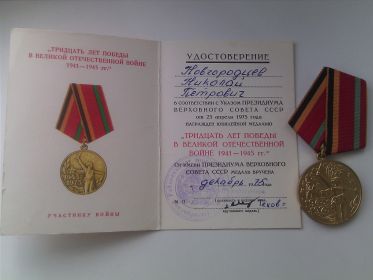 " 30 лет Победы в Великой Отечественной войне 1941-1945 гг.".