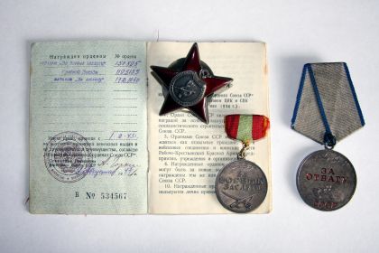 медаль «За боевые заслуги»,  орден «Красная Звезда»  медаль «За отвагу».