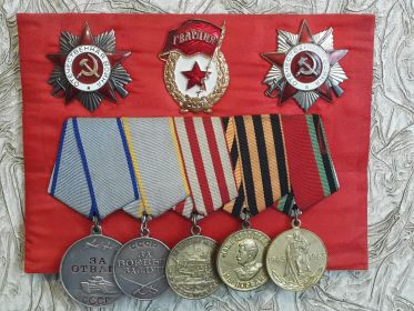 Медали "За отвагу", "За боевые заслуги", "За Победу над Германией", "За оборону Москвы", два Ордена Отечественной войны 2-й степени