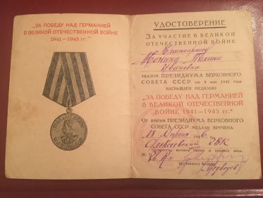 Медаль за победу над Германией в Великой Отечественной Войне 1941-1945гг