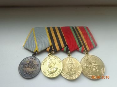 Медали " За боевые заслуги", "За победу над Германией" "За доблесть и отвагу в ВОВ"